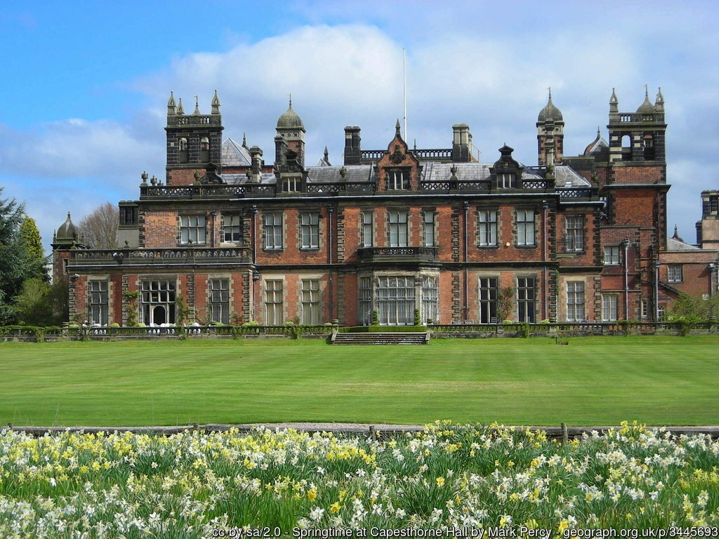 Capesthorne Hall, Capesthorne Estate, c Mark Percy via CC by SA . geograph.org.uk slash p slash