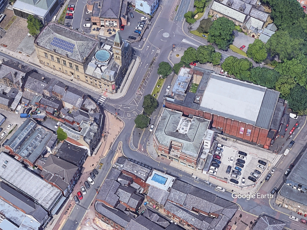 Chorley town centre, c Google Earth