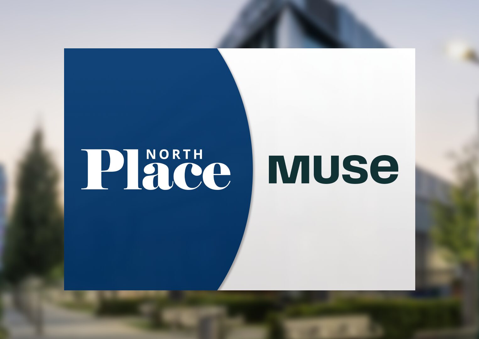 Place North and Muse logos, side-by-side, above a blurred image of a modern building in Leeds