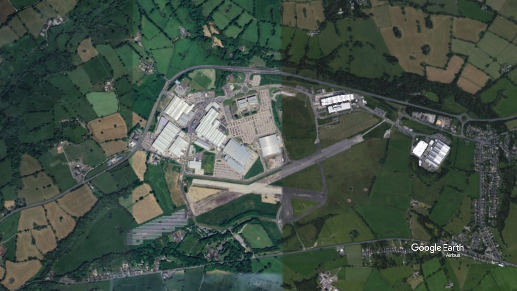 Samlesbury, Lancs CC, c Google Earth snapshot