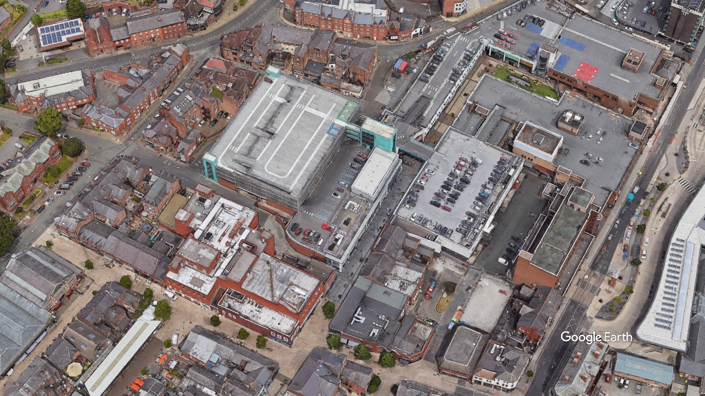 Stamford Quarter, Bruntwood Trafford Council, c Google Earth snapshot